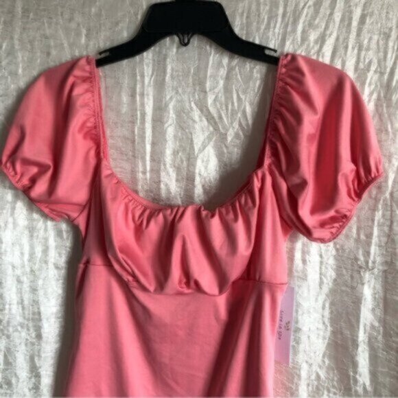 Women’s Pink Puff sleeve Bodysuit NWT Sz Small - Picture 4 of 10